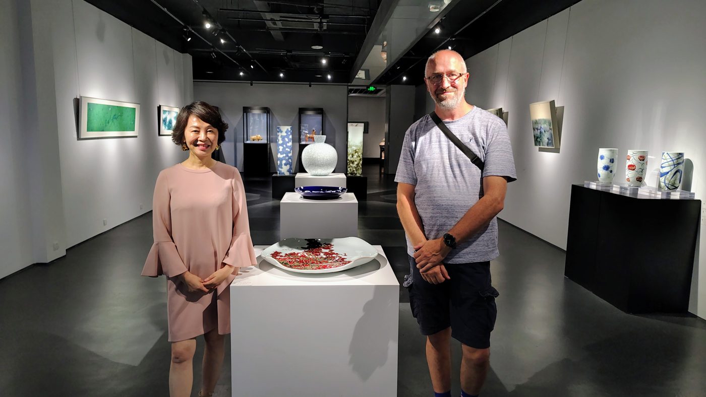 In the gallery in Shanghai with the gallery owner, 18 August